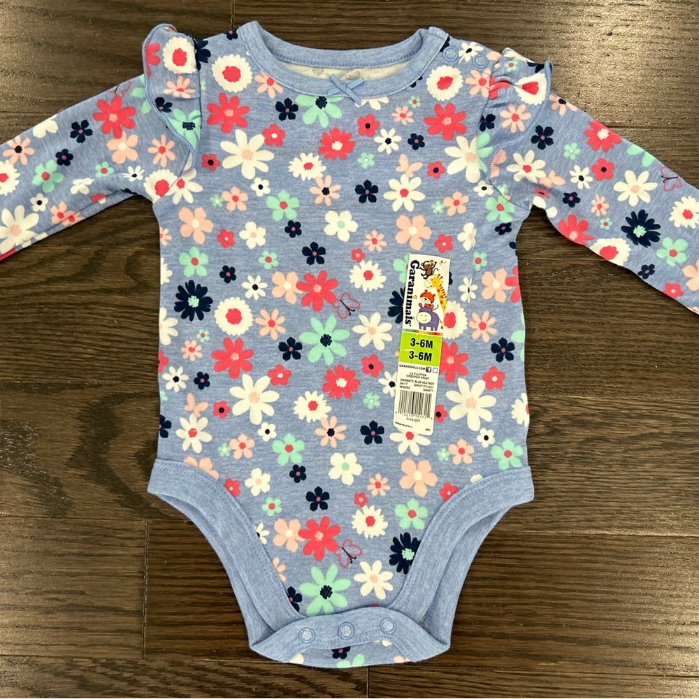 Floral Long Sleeve Baby Onesie NWT
